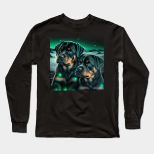 Rottweilers With Green Glow Long Sleeve T-Shirt